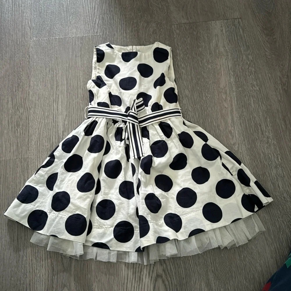 Crewcuts Navy polka dot tulle dress Full skirt and bow size 2